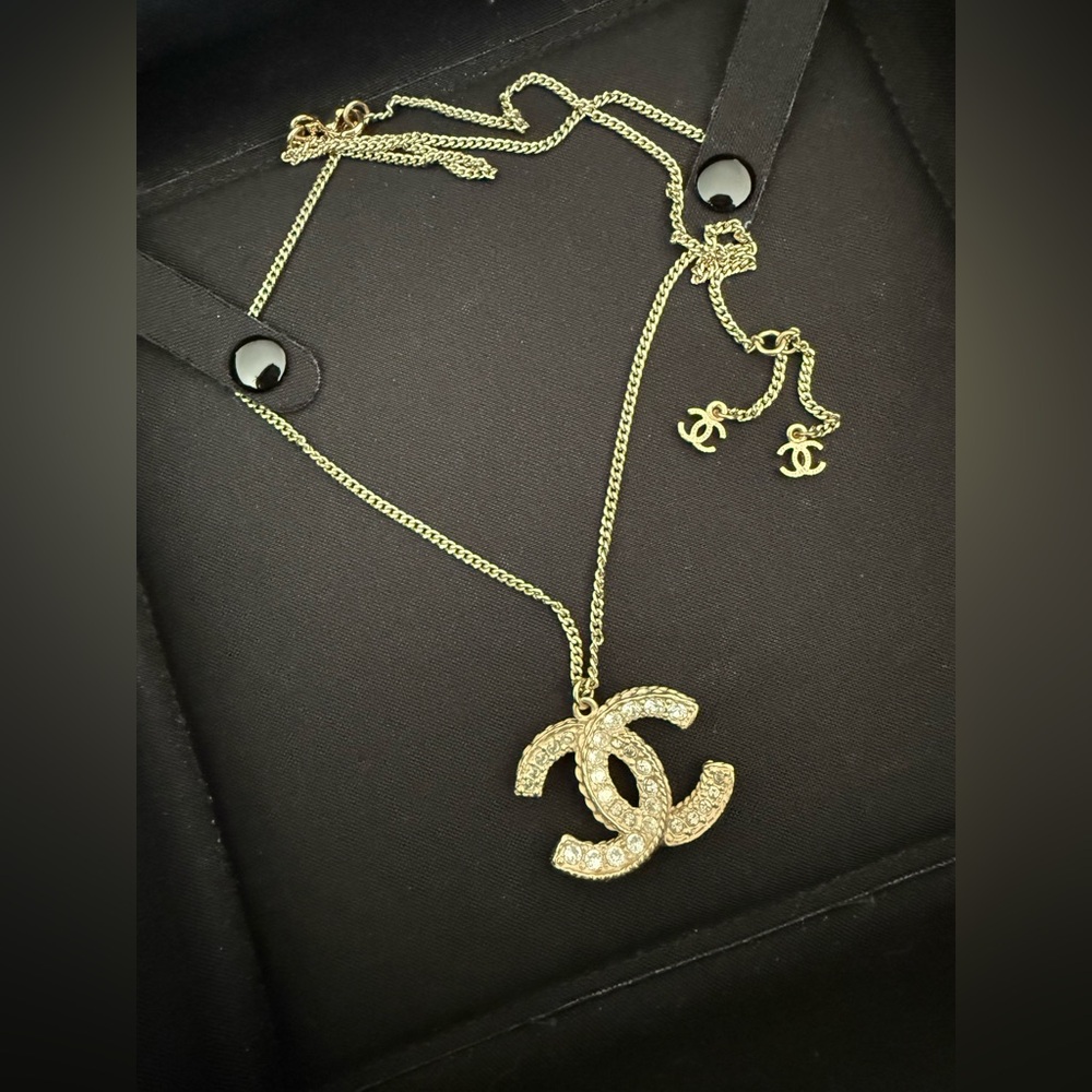 Chanel Gold Necklace with Crystal Accents